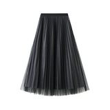 Bright Silk Folded Skirt Net Yarn Half-Dress Woman Long Yarn Skirt On Both Sides Of The 9230