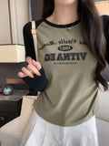 Spice Girls Put On The Shoulder Sleeves Long Sleeves To Repair The Body Early Autumn 2025 Design Feel Inside The Bottom Shirt Women's Wrinkles T-Shirt