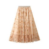 French Temperament Mesh Spliced Velvet Half-Dress Woman 2025 New High-Rise Thin A-Word Skirt 5215