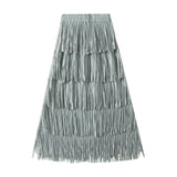 High-End Folded Tuxedo Skirts Women's Summer New Fried Street Niche Temperament With Thin Half Skirt 0666