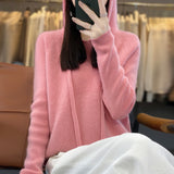 Line Ready-Wear 100% Pure Wool 2026 Autumn And Winter New Women's Short-Colored Hoodie T-Shirt Jersey Sweater