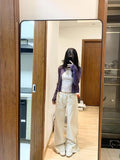 Two Sets Of Purple Texture Knitted Cardigan Spring And Summer 2026 New Loose Sweater + Broken Flower Sling
