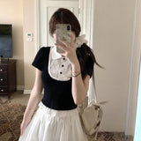 College Style Suit Women's Summer 2026 New Fake Two-Piece T-Shirt Skirt Small Summer Ootd Wear A Complete Set