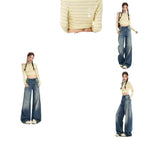Vintage Blue-Legged Jeans Women 2026 New Summer High-Rise Loose Thin Babes Embroidered Straight Trousers