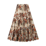 Broken Cake Half-Dress Woman's New Summer Splicing Flowing Wrinkles Big Swing A Word High Waist Long Dress 9908