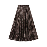 Folded Silk Velvet Half-Dress Woman 2025 Autumn And Winter New High-Waist A Skirt In The Middle And Thin 8830