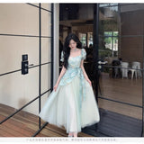 2026 New Super Fairy Temperament Female French High-Grade Dizzy Printing Splicing Mesh Screen To Collect Two Dresses