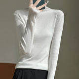 Fine-Woven Wool 2026 Autumn And Winter Women's New Short Korean Version Pile High-Necked Solid Color Knitted Shirt