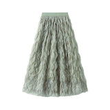 High-End Folded Half-Dress Girl Spring 2025 New High-Rise Thin Long A-Word Large Swing Dress 0888