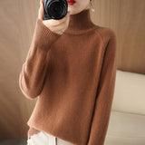 Wool Blended 2026 Autumn And Winter New Short Lady Korean Version Of High-Necked Loose Solid Color Knitted Bottom Sweater