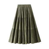 Autumn And Winter Pressure Folding Splicing Big Swing 100 Folded Skirt Autumn New Thin Fall Cake Dress 8958