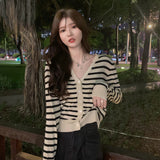 Sweater Women's Spring And Autumn Striped Knitted Shirts Loose Cardigans Long Sleeves New Niche Sweater Cardigan Jacket T-Shirt