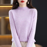 Wool Blending 2026 Autumn And Winter New Women's First-Line Ready-Up Seamless Half-High Collar Soft-Knitted Bottom Sweater