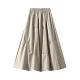 Mid-2025 Autumn New Set Loose Waist Half-Dress Woman Design Sense Irregular Folds A Word Long Skirt 1820