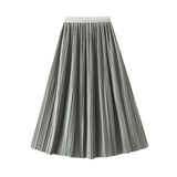 Temperament Toothpick Folding Skirt Double Pressure Folding Feeling 2025 Summer Thin Long Folded Skirt 9913