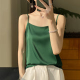 Silk Satin 2026 Spring And Summer Women's New Dress In A Short Collar With A Single Shoulder Sling Slings Small Vest