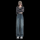 Plus Velvet Broad-Legged Jeans Women's Spring And Autumn 2025 Trend With New Explosive Winter High-Waisted Narrow Version Of Straight Trousers