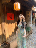 Linxia 2025 Spring And Summer New Design Feel Holiday Style Print Bohemian Fairy Dress