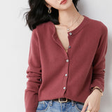 Wool Blended 2026 Autumn And Winter Women's New Loose Round Collar Solid Color Short Sleeve Coat Knitted Open Shirt