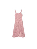 French Irregular Design Floral Sling Dress Women's Seaside Holiday Wind Showing Thin Open Fork A-Word Dress