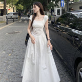 This Year's Popular Beautiful Vest Dress Women's Summer Fish Bones Folded Waist Long Skirt Fashion