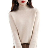 Line Ready-Wear 100% Pure Wool 2026 Autumn And Winter New Women's Half-High Collar Short- Jacket Loose Knit Sweater