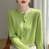 Wool Blended 2026 Autumn And Winter New Women's Round Collar Collar Hooded Small Knitted Open-Flowered Knitted Jersey Coat