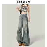 Breaking Hole Broad-Legged Scissor Jeans Women Trend New Retro Blue High-Rise Loose Street Thigh Thigh Thigh Thigh Thigh Thigh Thigh Tnut Pants