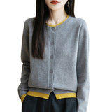 Wool Blended 2026 Autumn And Winter New Women Loose Color Collar Buckle Two Bottoms Outside Wearing Knitwear Coat