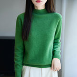 Line Ready-Upled Wool Blending 2026 Autumn And Winter New Women's Short Dress Half High-Neck Solid Color Bottom Top Knitting Shirt