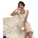 White Cross-Banded Sling Dress Women's Summer 2026 New Temperament Gentle Wind To Show Thin Neck Dress