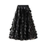 Heavy Industry Three-Dimensional Wave Point Black Mesh Half-Body Dress 2025 New Design Sense Hepburn Style Long Umbrella Skirt 0931
