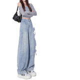Light-Colored Scimit-Knife Jeans Women 2025 New Explosion High-Waist Broad Legs Loose Little Straight-Thampan Banana Scystles