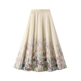 Printed Mesh Dress Half Dress Girl Spring And Summer 2025 New Broken Flower Yarn Skirt In The Long-Scared 100-Folded Skirt 8898