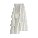 Autumn And Winter Korean Version Asymmetrical Folded Cake Dress Girl With Long Lotus Leaves Side Irregular Skirt 8255