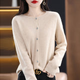Line Ready-Sheed Seamless 100% Pure Wool 2026 Autumn And Winter New Women's Short Collar Loose Knitted Sweater Coat