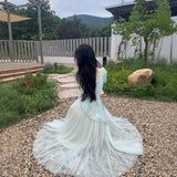 2026 New Super Fairy Temperament Female French High-Grade Dizzy Printing Splicing Mesh Screen To Collect Two Dresses