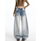 Light Blue High-Waisted Broad-Legged Jeans Women's Spring And Summer 2026 New Design Sense Loose Thin Scimiter Drag Trousers