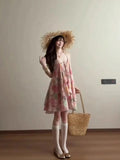 Summer Flowers Sweet Hanging Back With A Back-To-Back Flower Dress Summer New Design Large Skirt Skirt