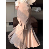 Rich Family Gold Suit Women's New Spring New French Temperament Shirt Fish Tail Half Skirt Two Sets