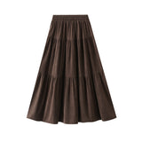 Wick Velvet Brown Dress A-Word Skirt Women Autumn And Winter Show Thin Long Skirt Long Skirt 2112