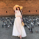 Thailand Chiang Mai Holiday Dress Suit Femininity Sleeveless Top Dress High Waist Half-Dress Design Two Sets
