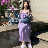 French First Love Milk Sweet Purple Sleeveless Vest Dress Women's Summer Gentle Style Chic Beautiful Dress Women's Dress