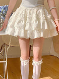 Summer White Ballet Half Dress Girl Lace Ponp-Girl Sweet Lace Girl Multi-Layered Folded Cake Skirt