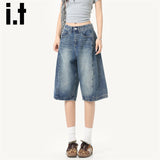Vintage Blue Denim Shorts Women 2025 Summer Trend With New Thin Scissors Five-Point Trousers