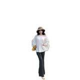 Lazy White With Long-Sleeved T-Shirts For Spring Bat Sleeves Casual Sunscreen Shirts For T-Shirts