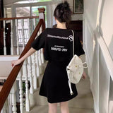 Large-Size Fatmm2025 Summer Women's Skirt Small Sleek Casual Dress High Waist Thin Black A Skirt