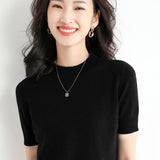 Wool Blended 2026 Autumn And Winter 2026 New Lady Body High-Necked Short-Sleeve Knitting Shirt