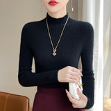 Wool Blended 2026 Autumn And Winter New Women's First-Line Ready-Upled Half-High Collar Strips To Repair Their Own Skin Knitted Bottom Sweater