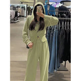 Salt Leisure Sportswear Suit Women's Spring And Autumn Port Style Retro Loose Thin Hooded Sweaty Two-Piece Set